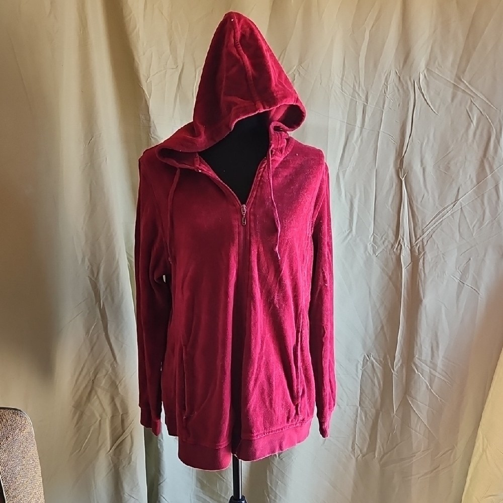 Red Hooded Casual Jacket with Soft Texture